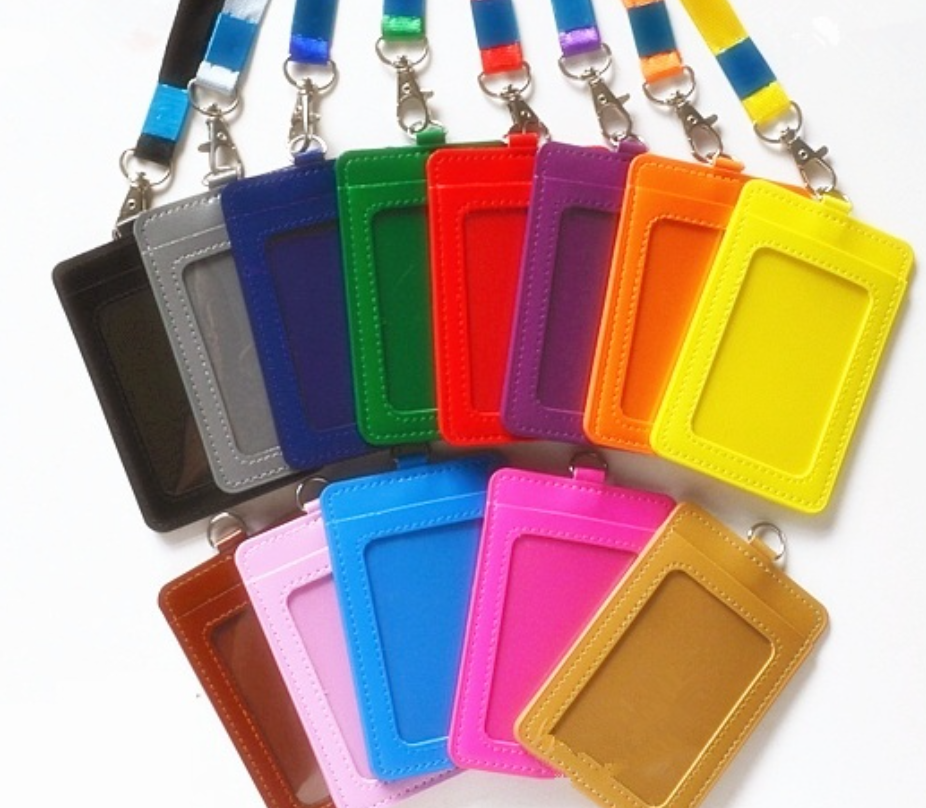 PU LEATHER NAME BADGE DOUBLE SIDED POCKET