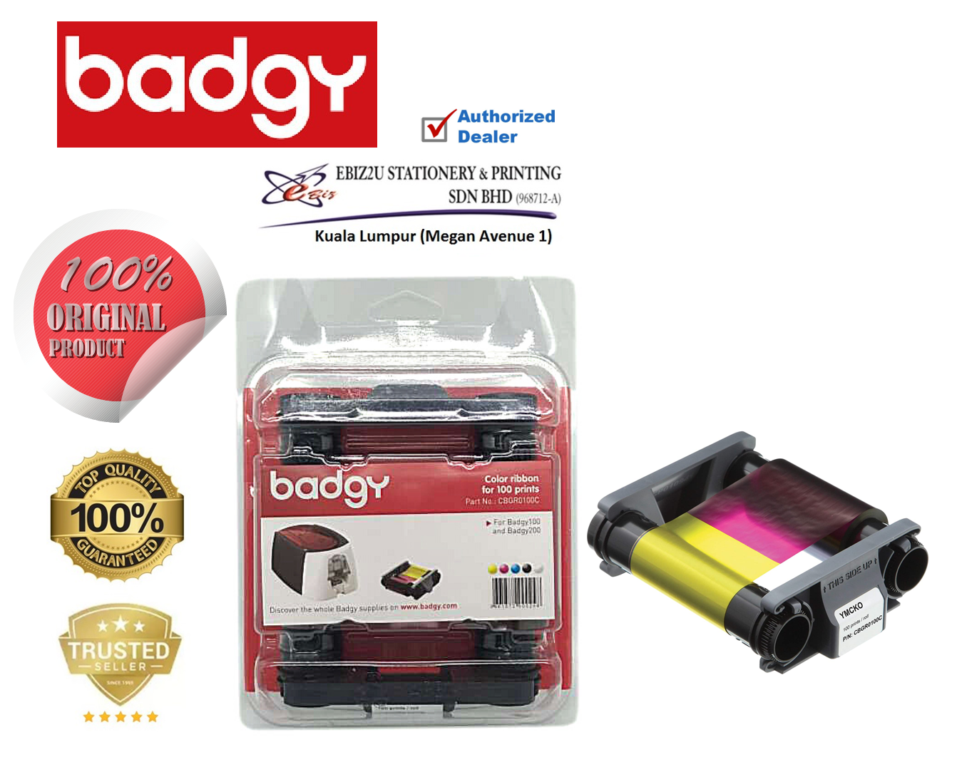 Badgy Color ribbon for 100 prints Badgy100 & Badgy200 ( Color Ribbon, Badgy Ribbon, Badgy Color, Card Ribbon)