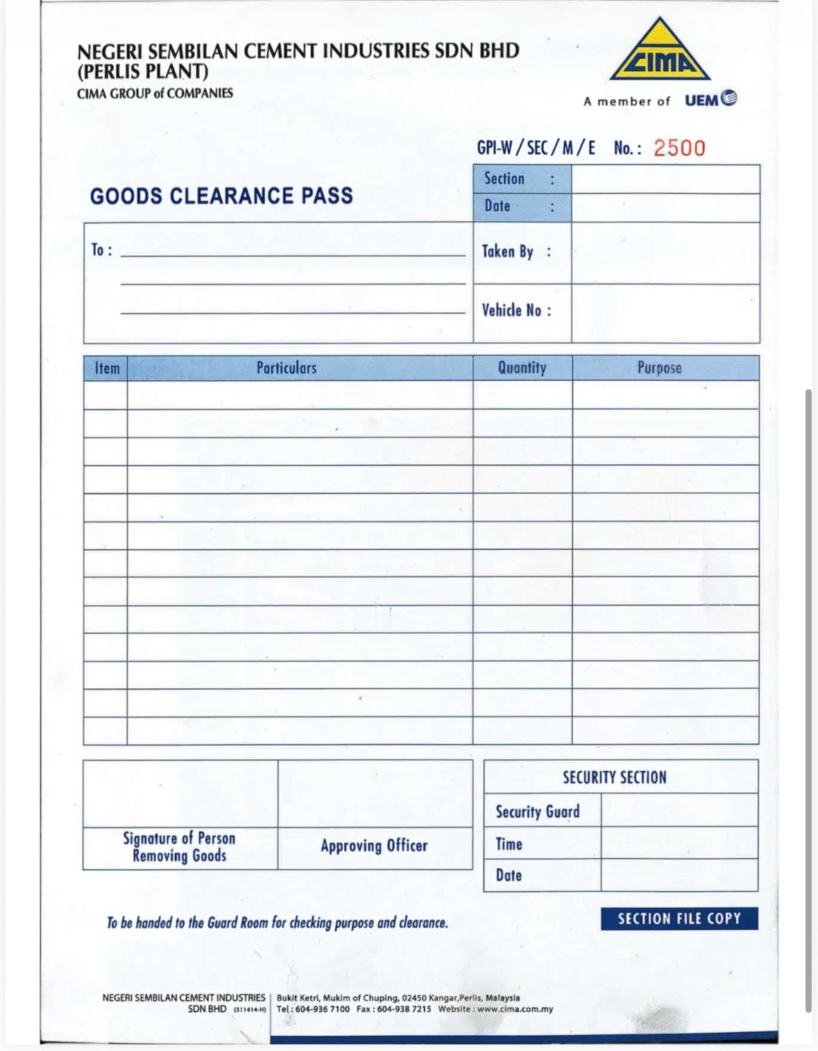 CIMA Good Clearance Pass