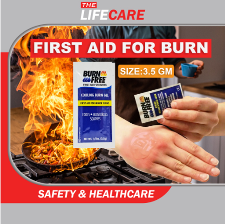 VITALFOUR BURNFREE BURNSHIELD FIRST AID BURN GEL FIRST AID FOR BURN PAIN RELIEVING GEL 3.5GM GEL PER SACHET