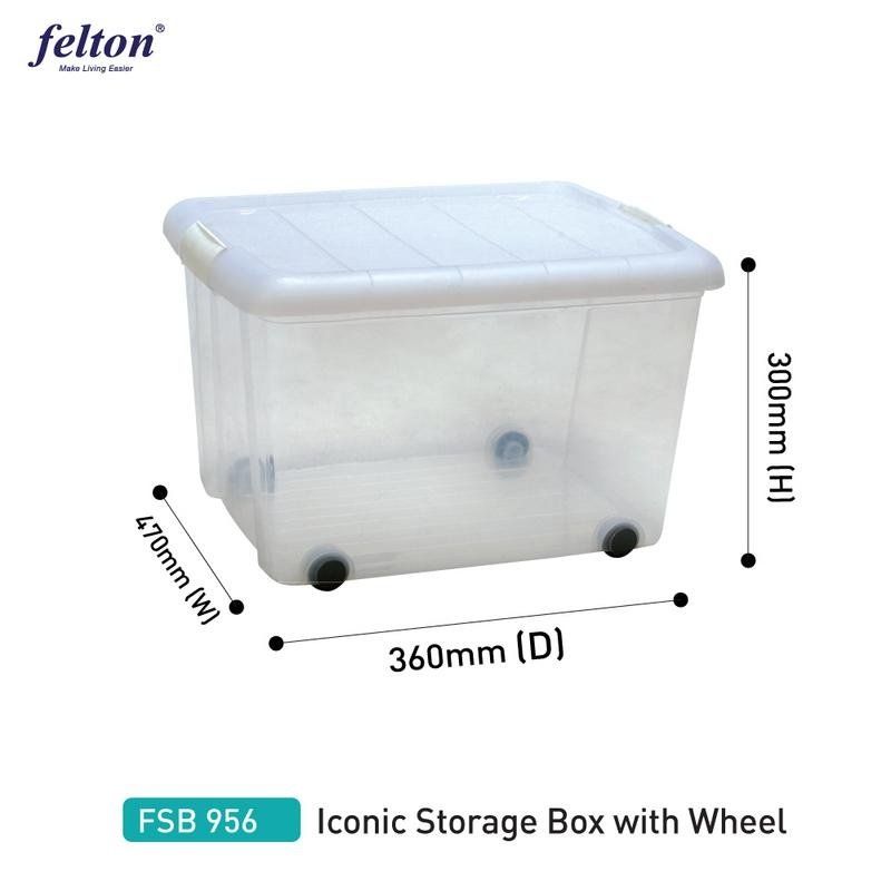 Felton Iconic Storage Box With Wheel 34 litre (W470 x D360 x H300 mm)