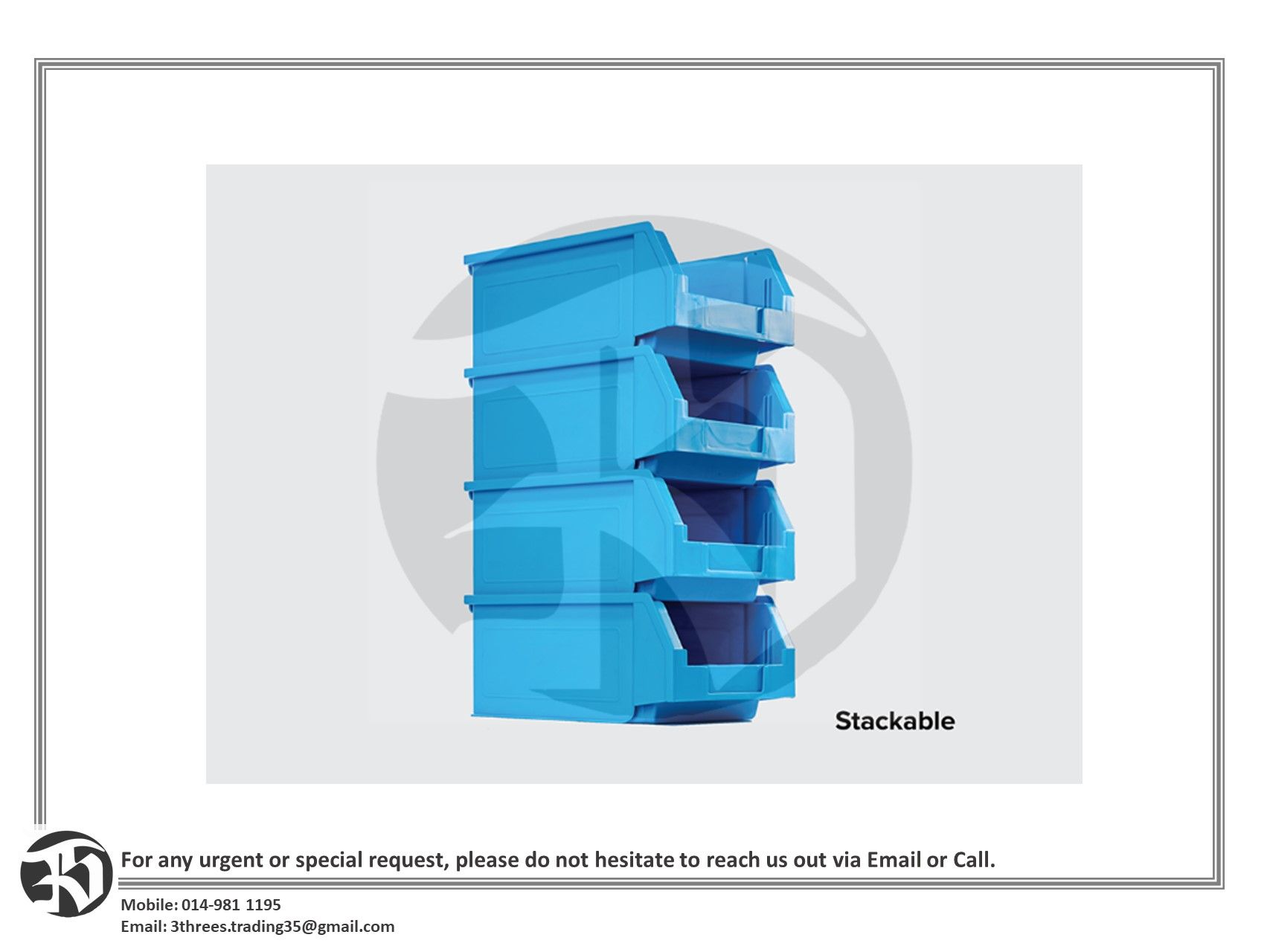 MS9802 Stackable Storage Bins / Drawer - 345(L)x210(W)x145(H) mm (8pcs/pack)