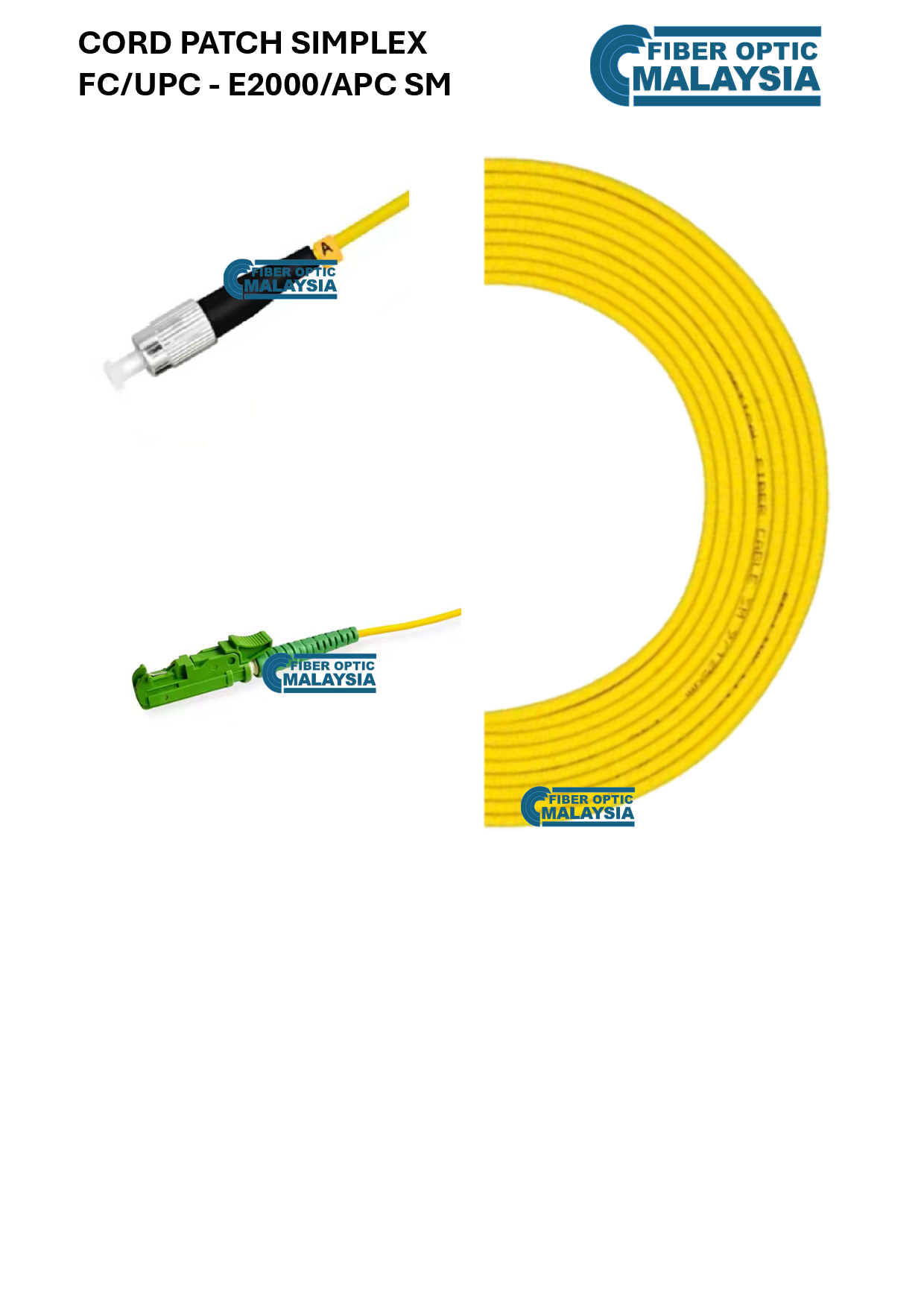 CORD PATCH FC/UPC - E2000/UPC SM 16M SIMPLEX PATCHCORD