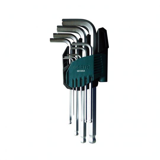 ALLEN KEY / HEX KEY / HEXAGON KEY SET / BALL POINT HEX KEY / SATA 09105A 9PCS LONG ARM BALL POINT HEX KEY SET MM (CRV)