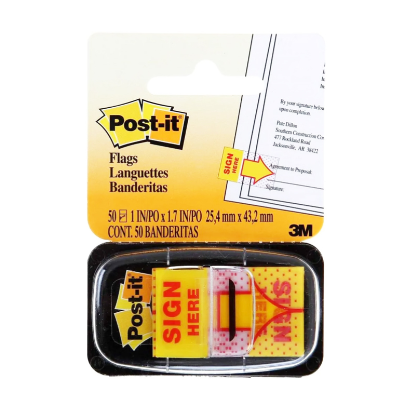 3M 680-9 POST-IT SIGN HERE FLAG 1″ X 1.7″ (50 PCS)