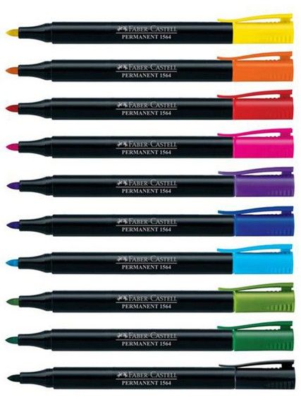 Faber-Castell Slim Permanent Marker 1564 - (Black/Yellow/Red/Green/Orange/lime green
