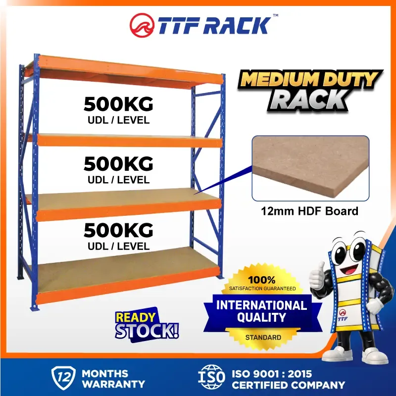 Medium Duty Rack - HDF 150 x 45 x 180cm (Orange & Blue)