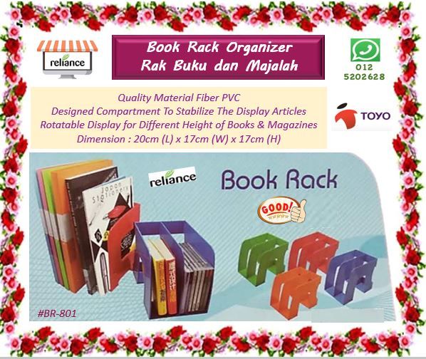 PVC Book Rack / Magazine Rack / Book End / Rak Buku & Majalah # Size : 20cm (L) x 17cm (W) x 17cm (H) # Toyo BR-801 # RS1688 ( KTT : 1 Unit )