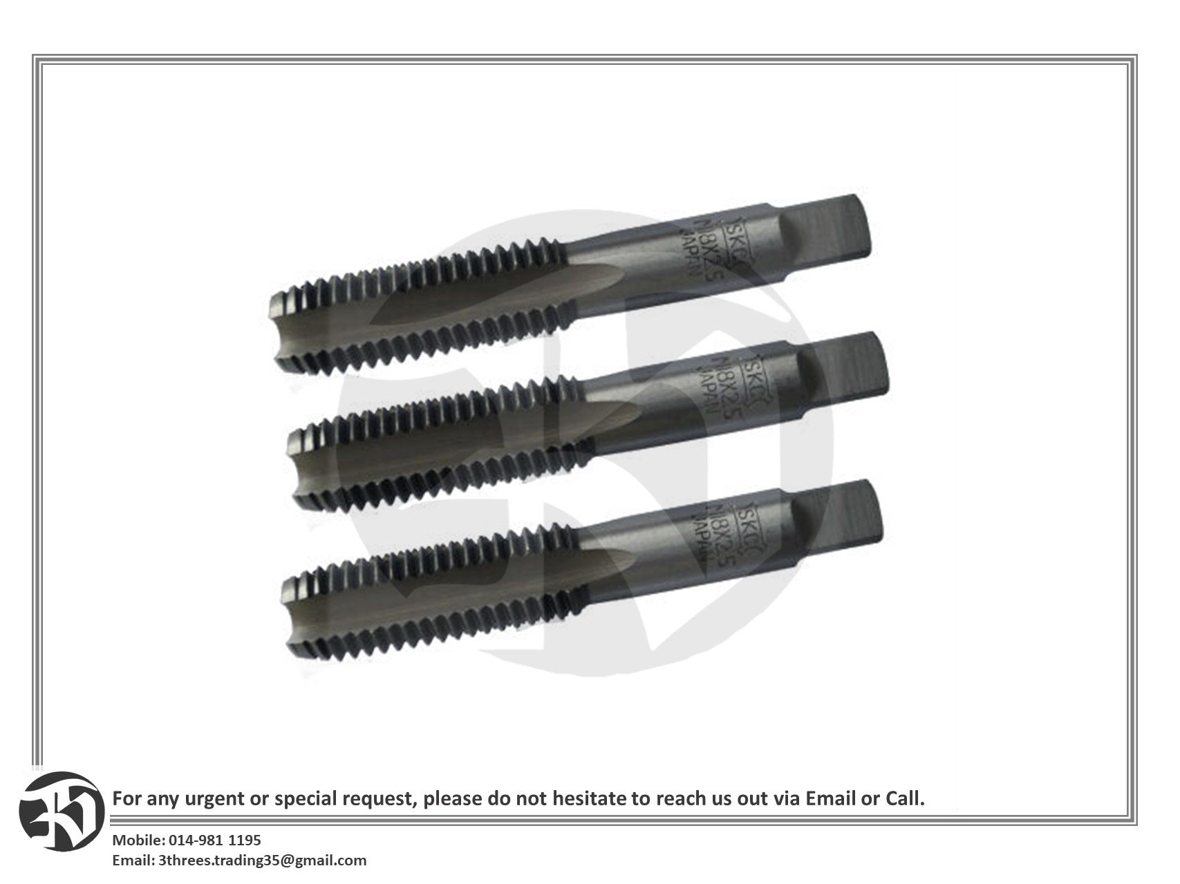 SKC Hand Taps Set Imperial/Inch Set of 3pcs - 3/16" x 32 UNF