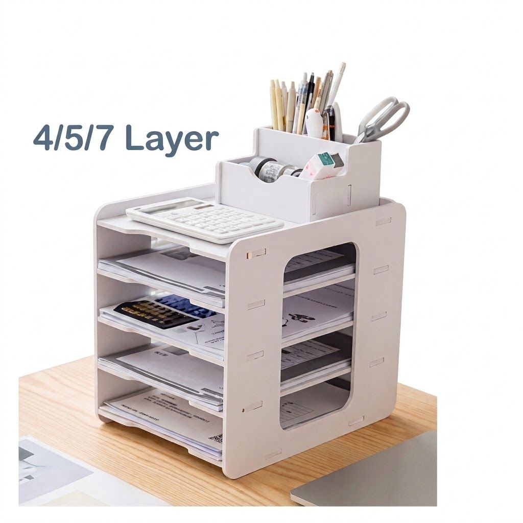 A4 CHEVRON BOARD PVC DOCUMENT TRAY / 5 LAYERS / 7 LAYERS / PAPER TRAY / DOCUMENT RACK / DESKTOP PAPER ORGANIZER / OFFICE STORAGE/ RAK KERTAS