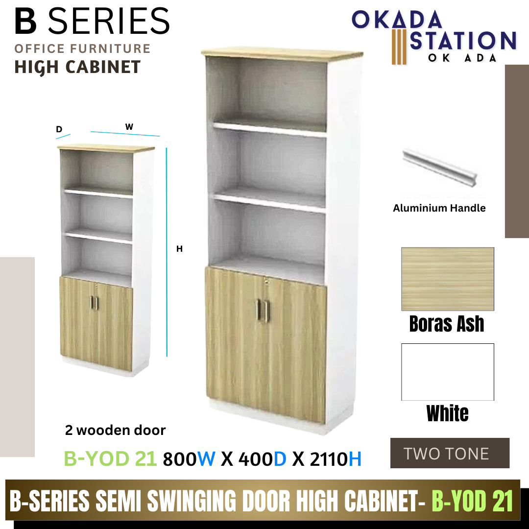 B SERIES SEMI SWINGING DOOR HIGH CABINET- (B-YOD 21) / B SERIES / B-SERIES HIGH CABINET / WOODEN CABINET / HIGH CABINET / SEMI SWINGING DOOR CABINET / CABINET