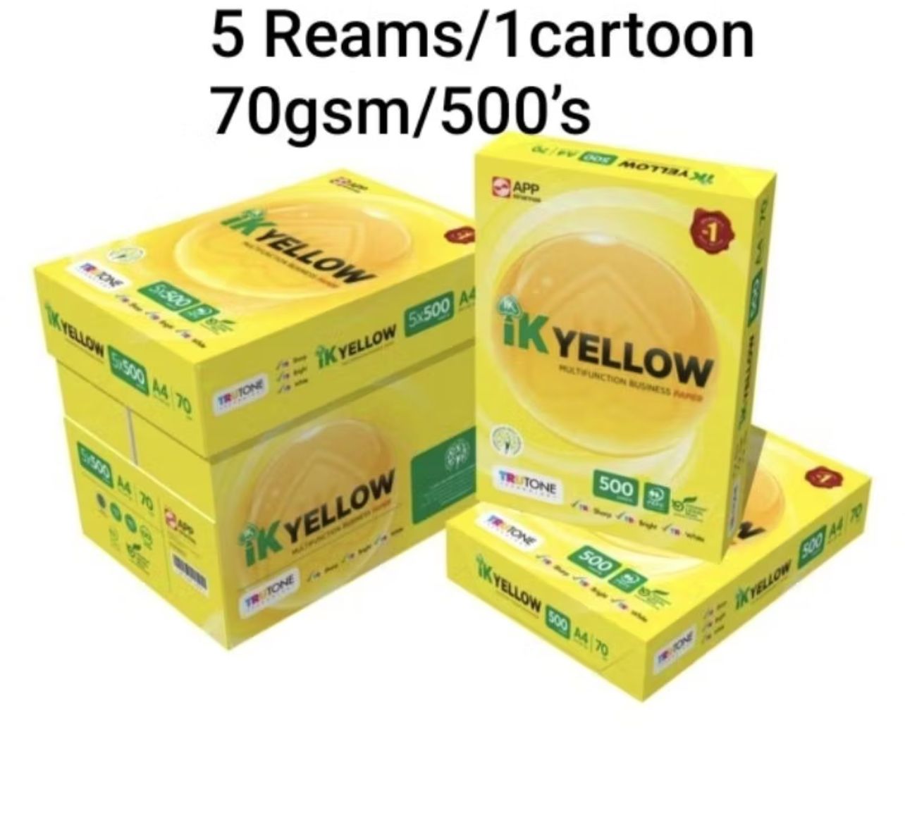 IK Yellow 500s 70gsm A4 Paper 1 Carton Box (5 Reams) (500 sheets/ream)