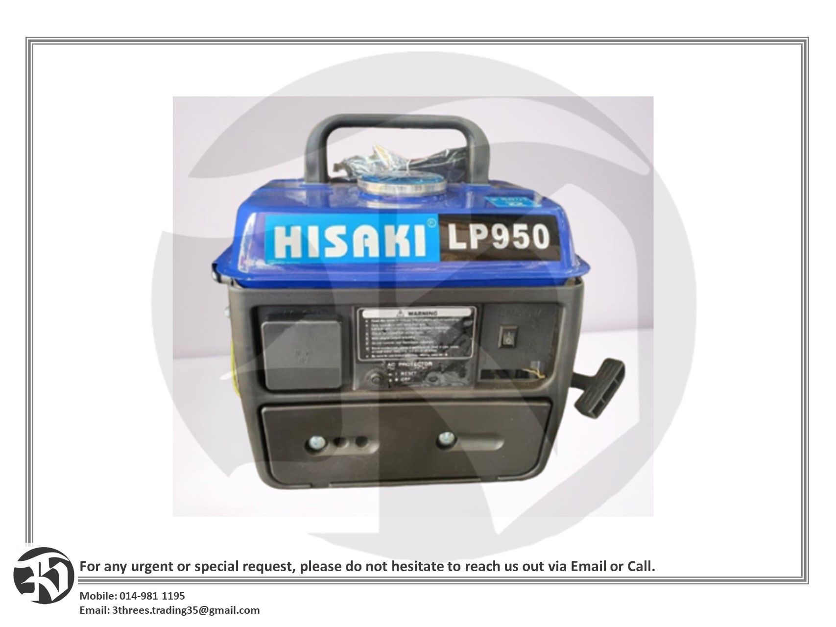 HISAKI 800W Portable Gasoline Generator