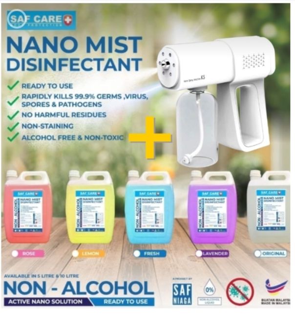 Ocha Nano Spray disinfectant K-05 unit + 5 liter Saf Liquid (KKM)- Free delivery semenanjung