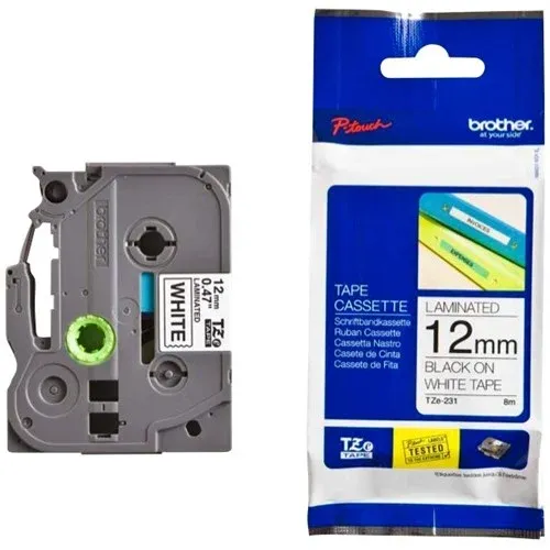 BROTHER 12MM TAPE (BLACK ON WHITE) 8M/ROLL