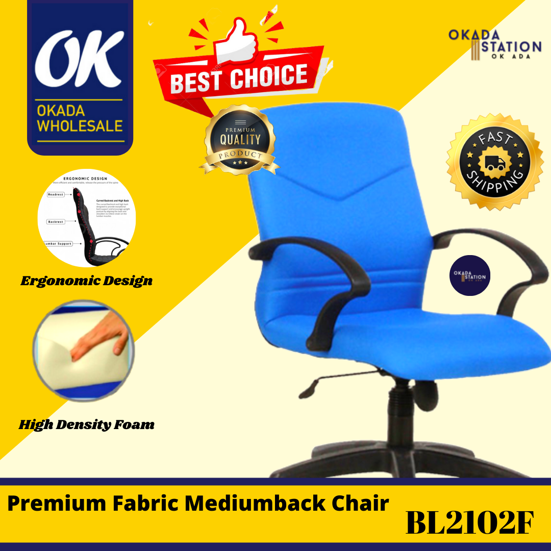 Office Chair OKADA BL2102 ERGONOMIC LOW BACK OFFICE CHAIR - FABRIC / LOW BACK CHAIR / OFFICE CHAIR / FABRIC OFFICE CHAIR / ERGONOMIC OFFICE CHAIR / FABRIC CHAIR / ERGONOMIC CHAIR / BL2102 / CHAIR