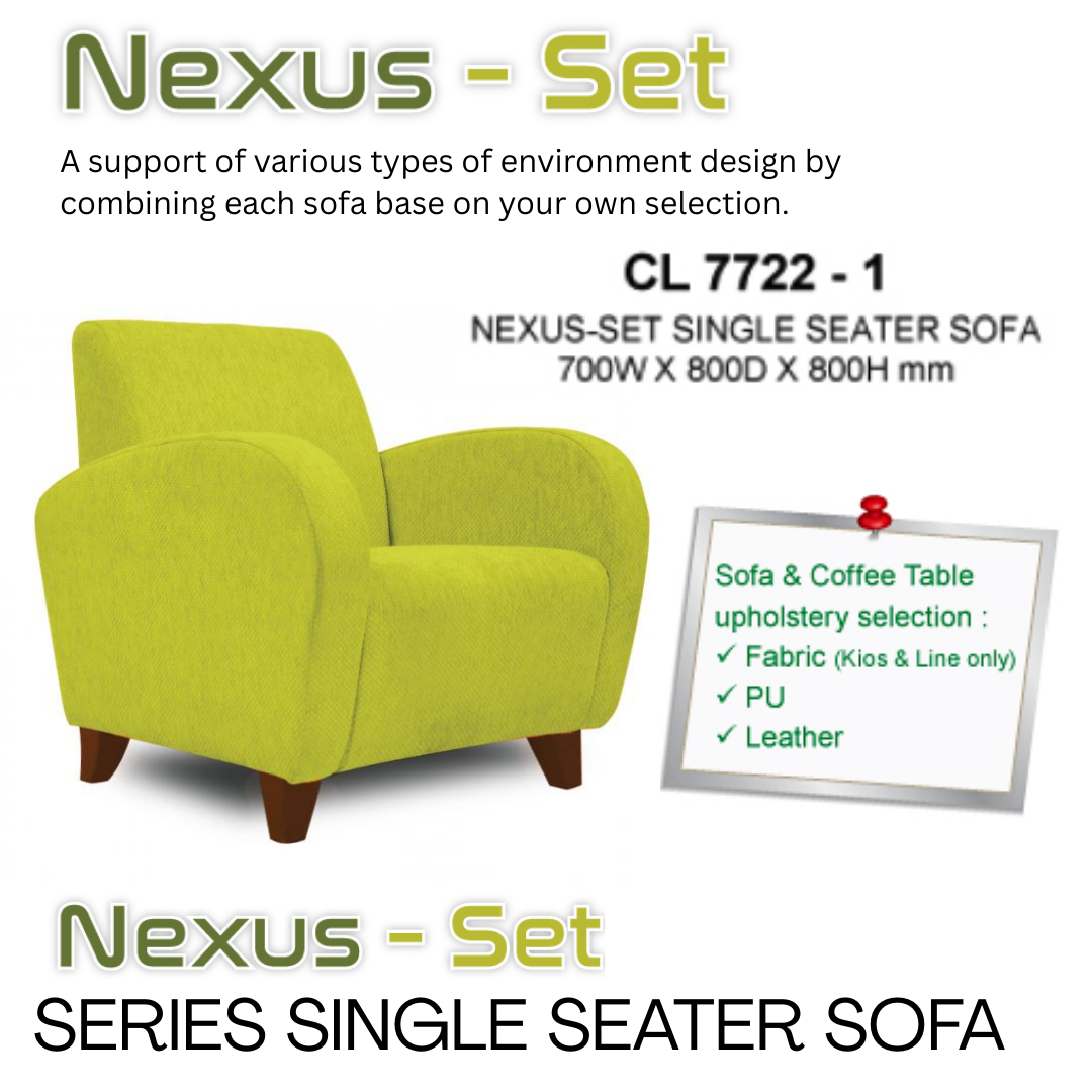 NEXUS-SET SERIES OFFICE SOFA - ALL SIZE / SINGLE SEATER / DOUBLE SEATER / TRIPLE SEATER / VISITOR SOFA / PU LEATHER / FABRIC / FABRIC KIOS / FABRIC LINE / SOFA PELAWAT / SOFA PEJABAT / SOFA / CL 7722-1 / CL 7722-2 / CL 7722-3 / NEXUS-SET