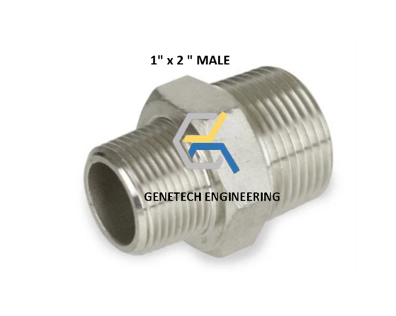 Stainless Steel Hexagon Hexagon Nipple 1" MALE X 2" MALE NPT