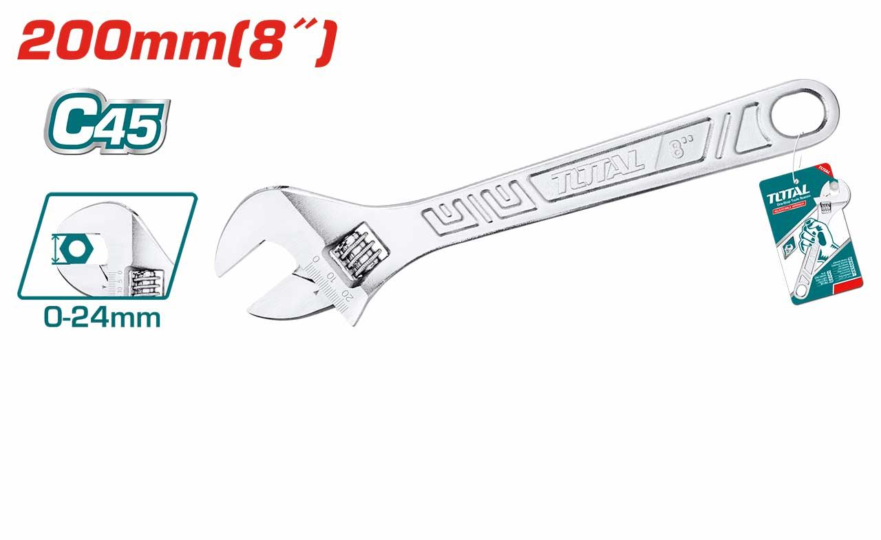 TOTAL - Adjustable Wrench (Industrial) - 8''(T THT101083) , 10''(T-THT1010103) & 12''(T-THT1010123) / Wrench / Adjustable Wrench