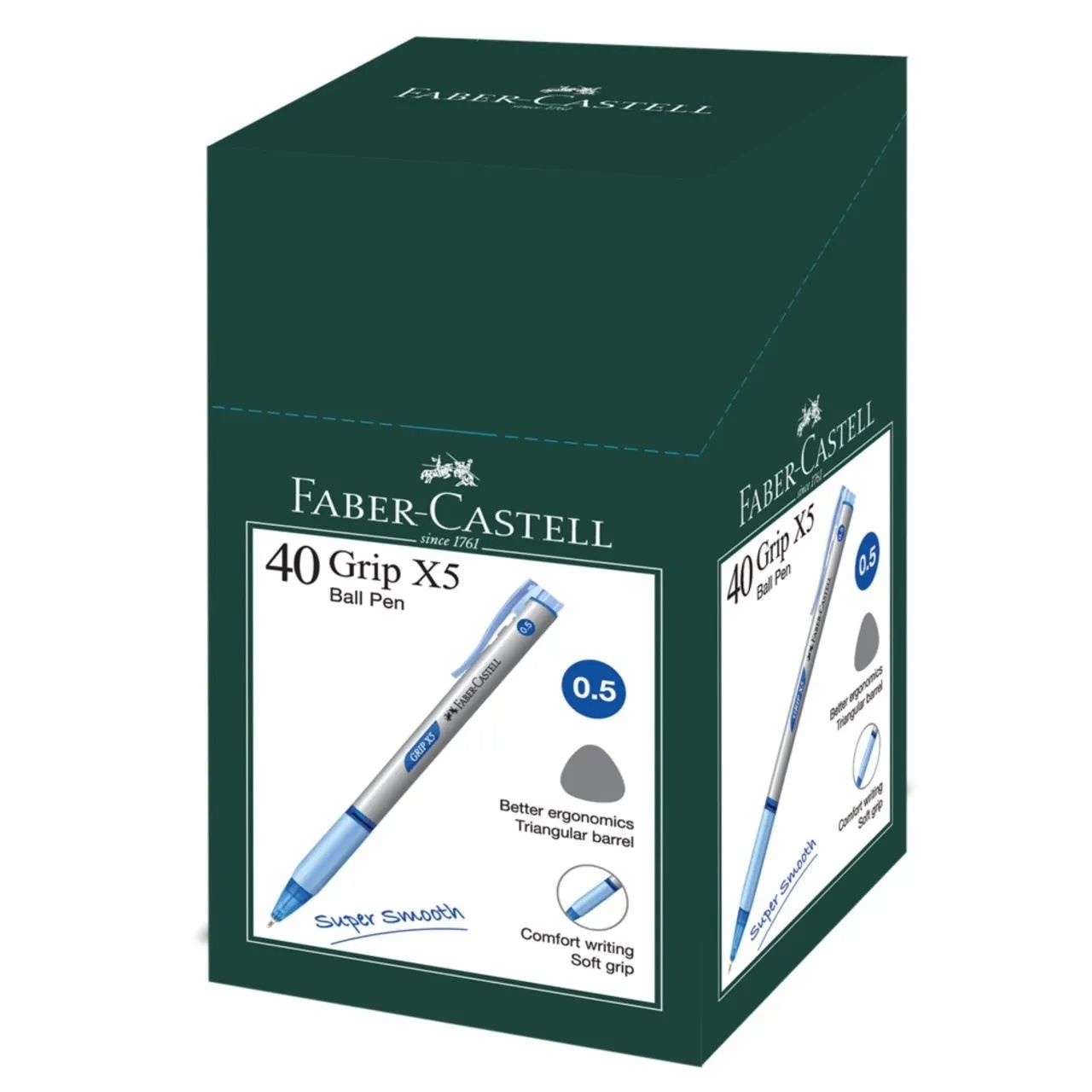 Faber-Castell Grip X5/Grip X7/Grip X10 Ball Pen (0.5mm/0.7mm/1.0mm) (40'pcs/Box)