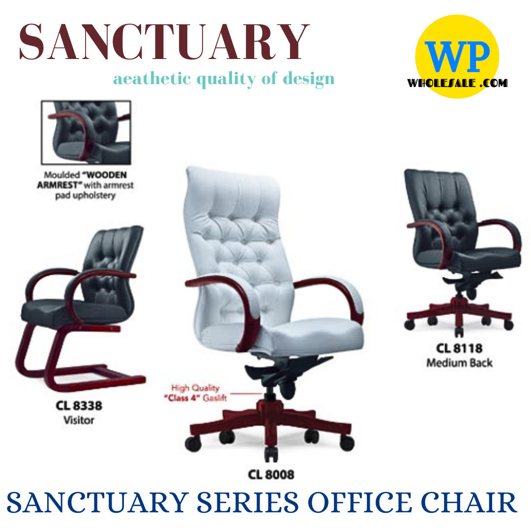 CLASSIC CHAIR SANCTUARY FABRIC ERGONOMIC OFFICE CHAIR WITH WOODEN LEG - ALL SIZE / CLASSIC CHAIR / SANCTUARY SERIES / ERGONOMIC EXECUTIVE CHAIR / SANCTUARY FABRIC OFFICE CHAIR / EXECUTIVE OFFICE CHAIR / ERGONOMIC OFFICE CHAIR / WOODEN SERIES / OFFICE CHAIR / CHAIR