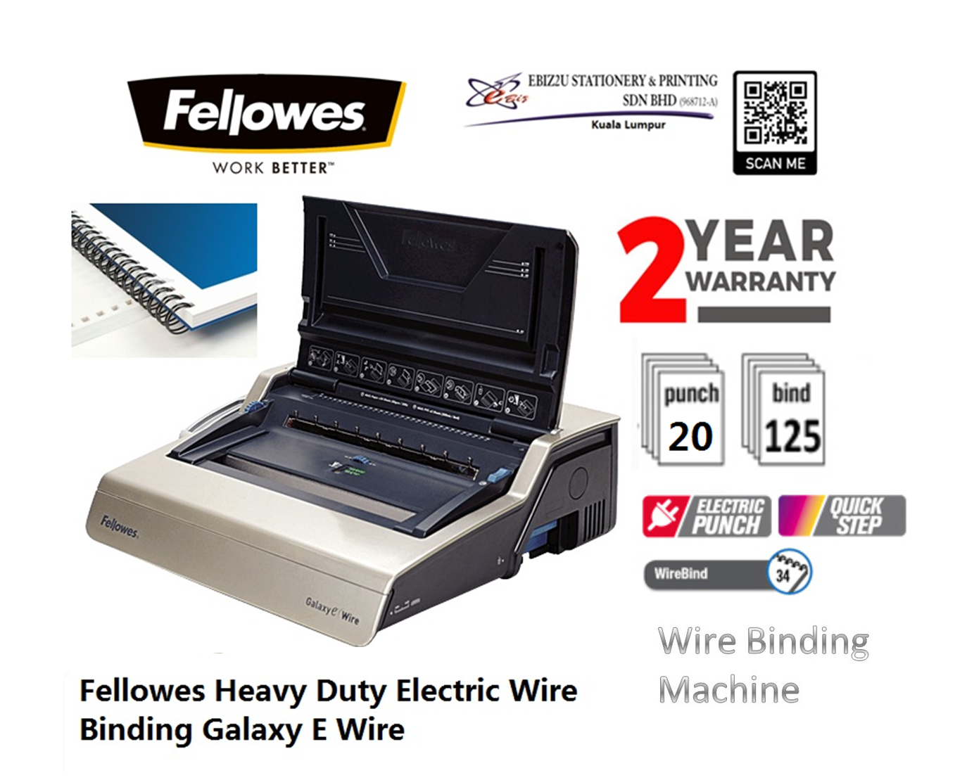Fellowes Heavy Duty Electric Wire Binding Galaxy E Wire (binding machine, heavy duty binding machine, best binding machine, wire O binding machine, wire binding machine)