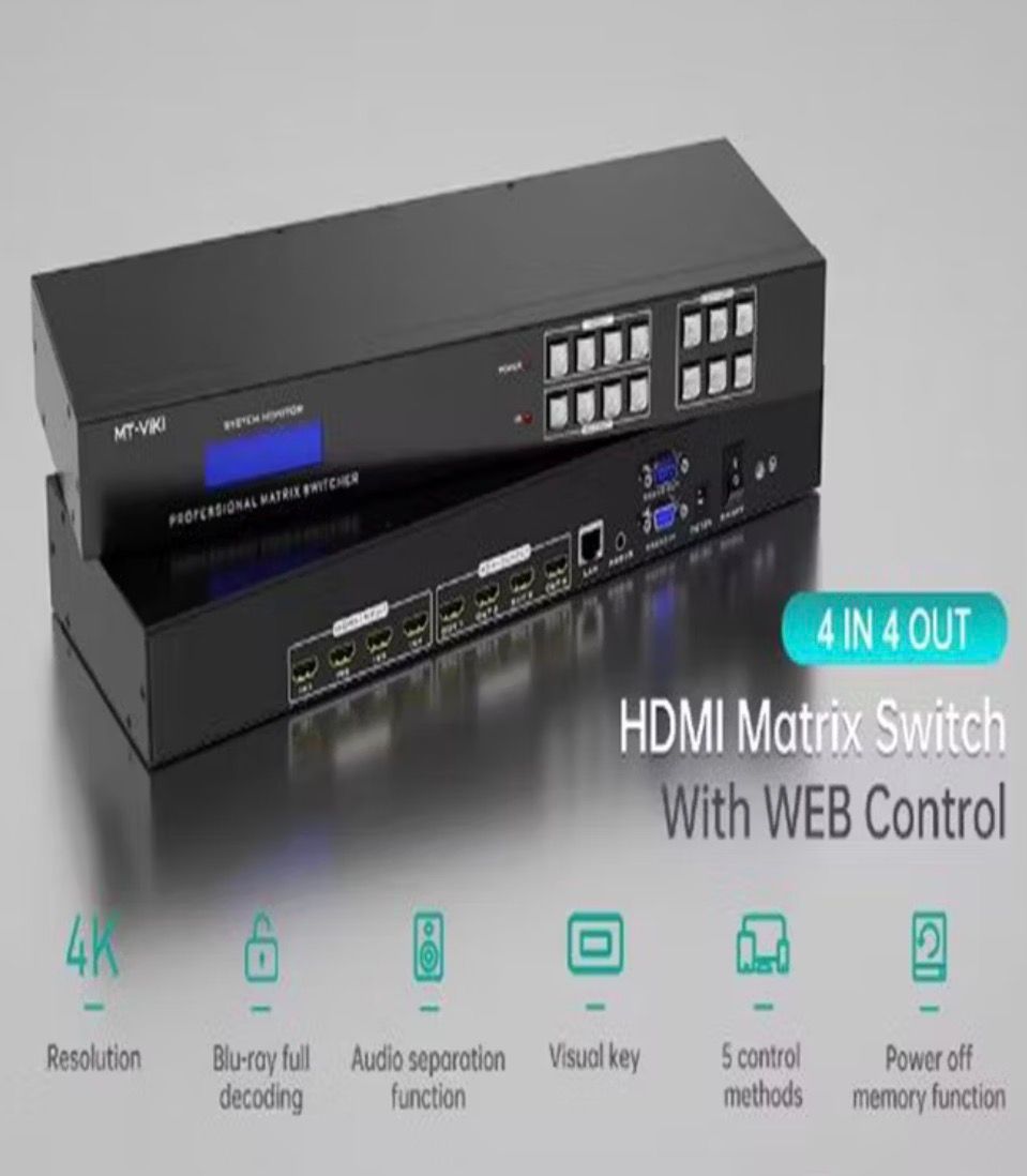 4x4 HDMI Matrix Switch 4K 30Hz Splitter 4 in 4 out EDID HDMI Switcher 4X4