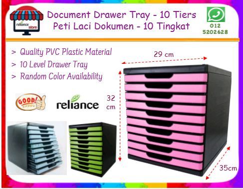 PVC Document Drawer - 10 Tiers / Document Tray / Peti Laci Dokumen - 10 Tingkat # 10 Drawer Tray # RS1200A ( KTT : 1 unit )