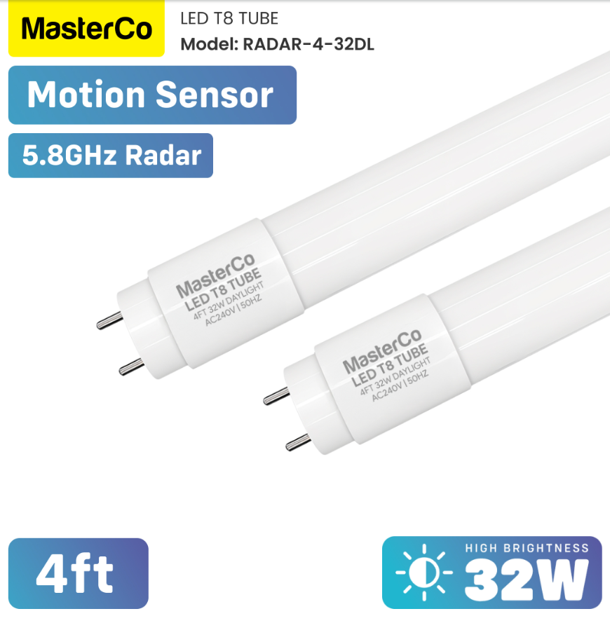 MASTERCO T8 LED TUBE (MOTION SENSOR) - 4FT 32W DAYLIGHT (RADAR-4-32DL)