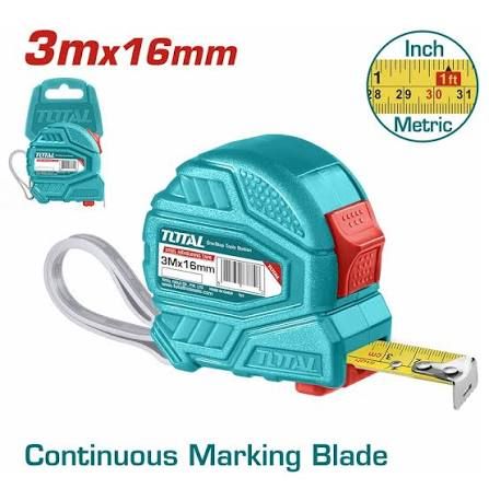 TOTAL STEEL MEASURING TAPE 3M X 16MM TMT126331