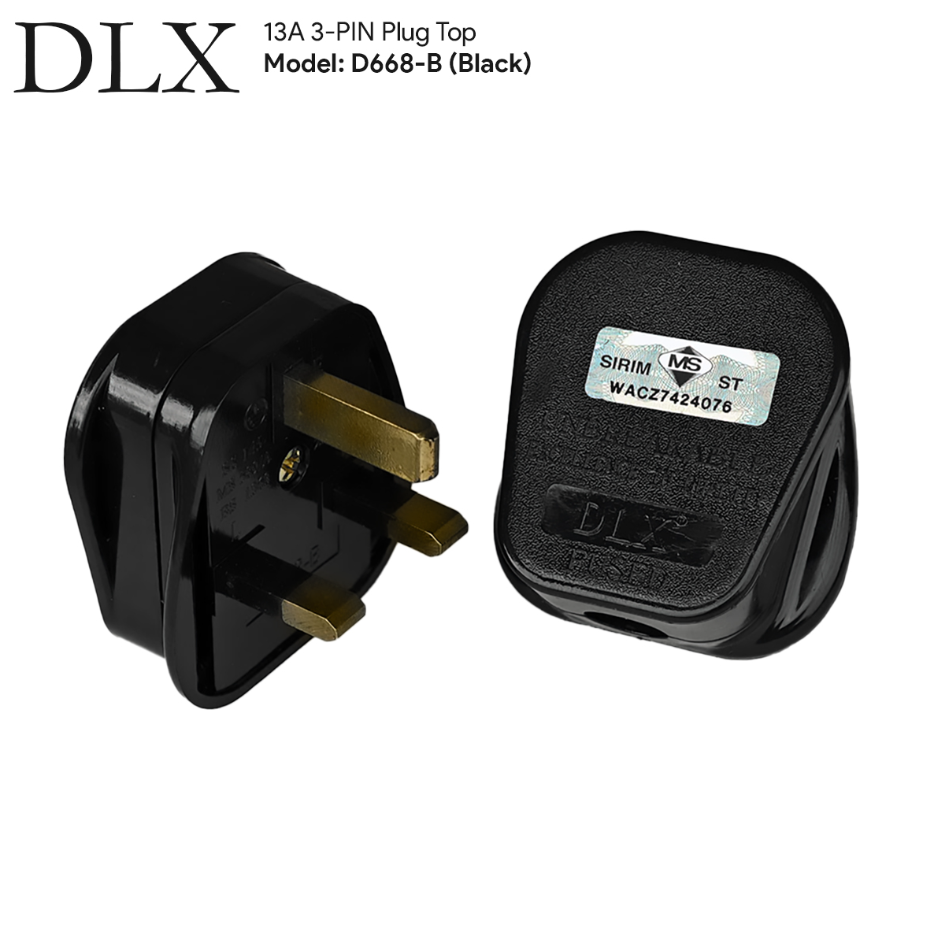 RANDOM DLX – 13A PLUG TOP BLACK (D668-B) (RANDOM)