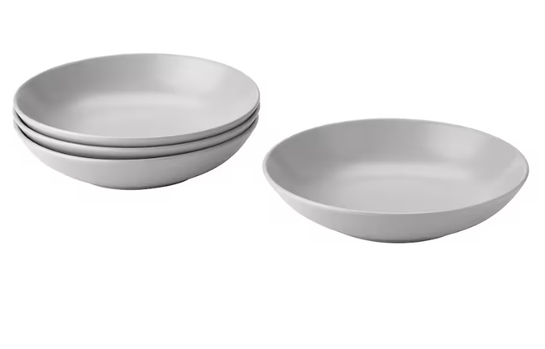 *FÄRGKLAR Deep plate, matt light grey, 23 cm, 4 pcs per pack