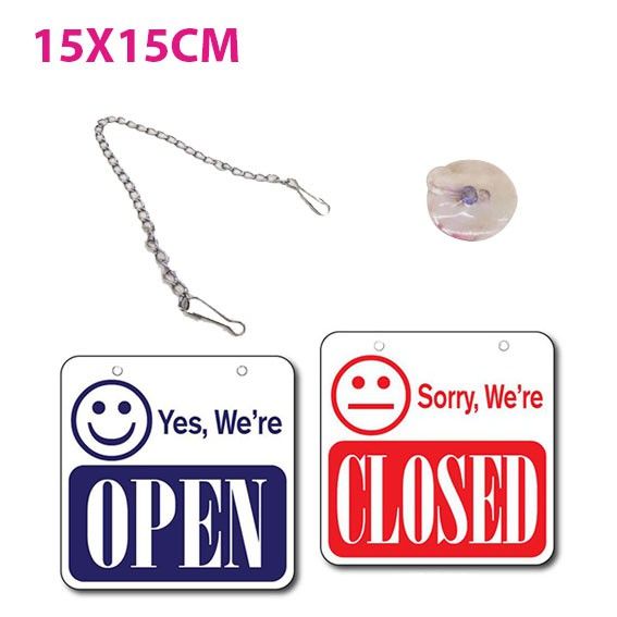 HARD ACRYLIC SIGN BOARD DUAL SIDE YES, WE ARE OPEN / SORRY WE ARE CLOSE WITH CHAIN