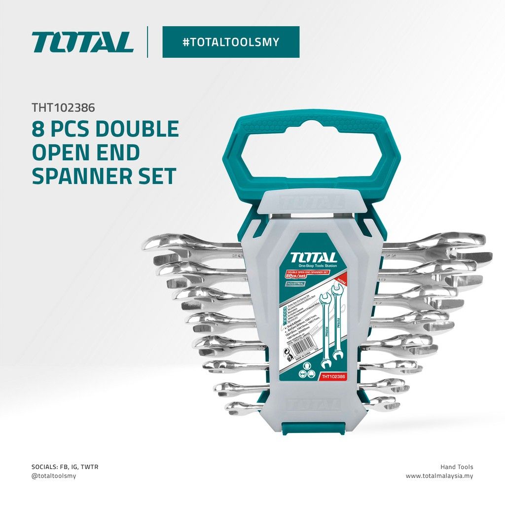 TOTAL DOUBLE OPEN END SPANNER SET (8 PCS) THT102386
