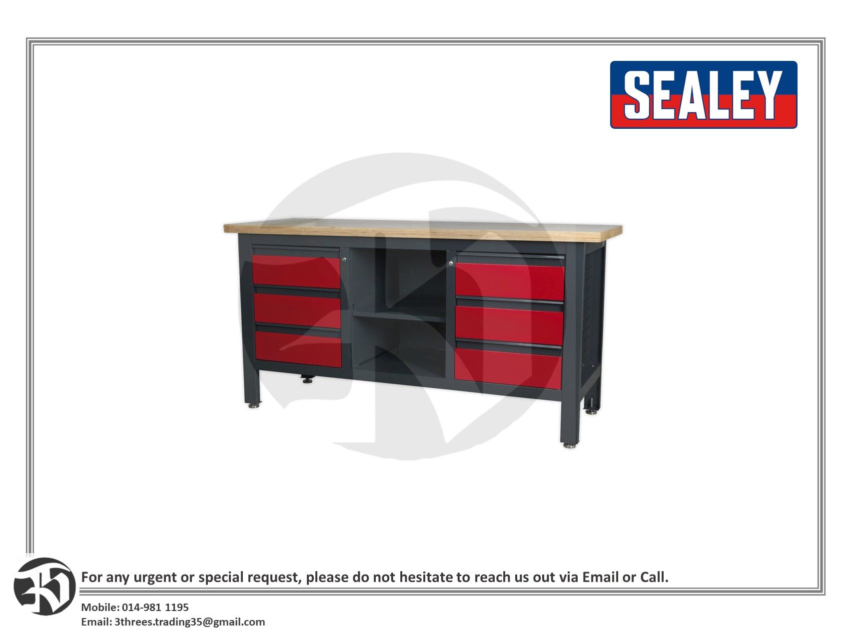 Sealey Workstation with 6 Drawers & Open Storage AP1905D