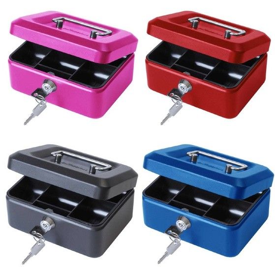 Metal Petty Cash Box - 8" Inci / Cash Deposit Box / Cash Box / Peti Besi Simpanan Duit - Berkunci * Key-Lock * Saiz : 20cm (L) x 16cm (W) x 9cm (H) # Duit Peti Kunci # Warna Merah / Hijau # Paymaster PM-8R # RP0352 ( KTT : 1 Unit )