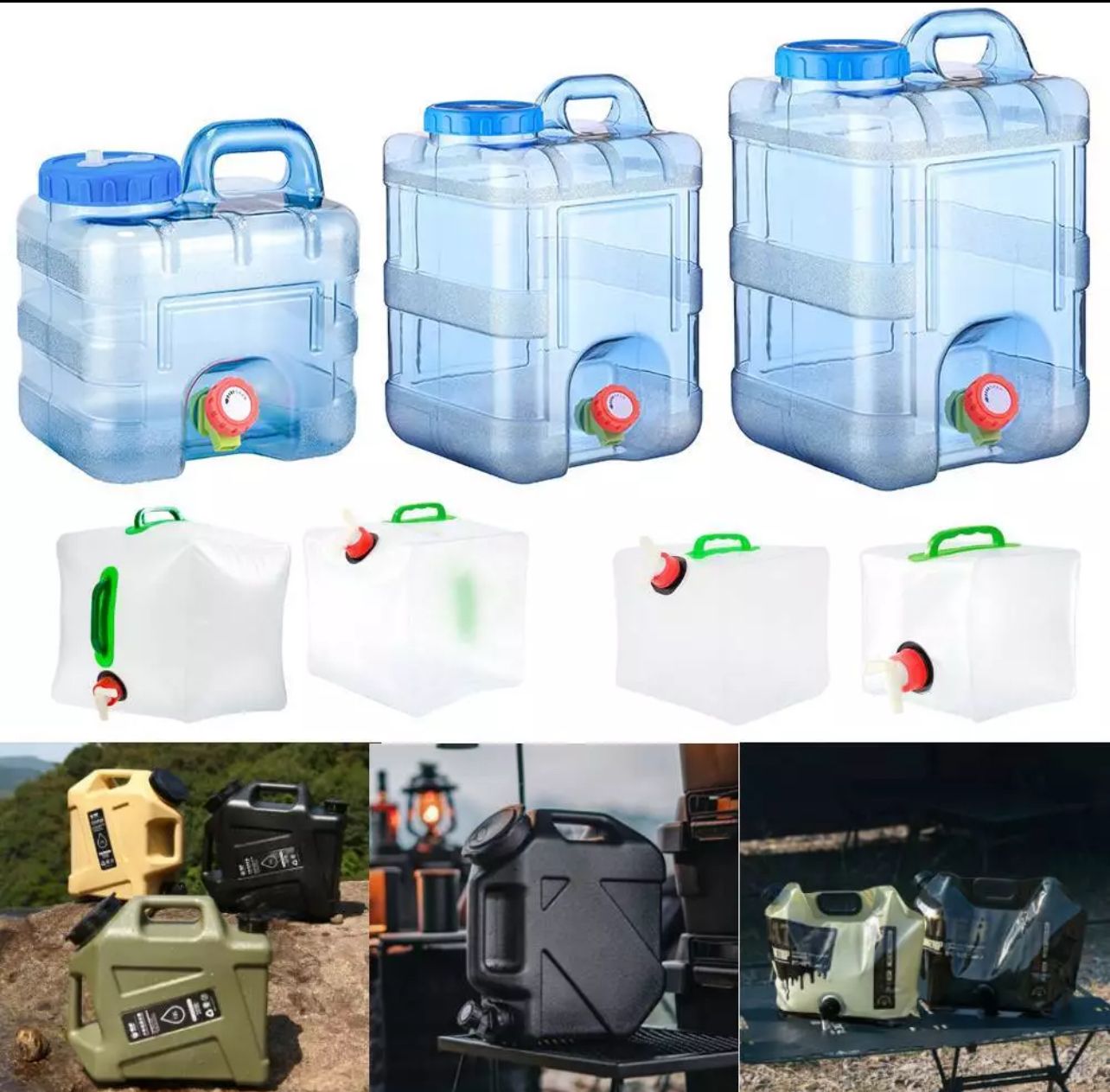Water storage Portable Water Bucket Outdoor Camping Driving Water Tank Container w/ Faucet