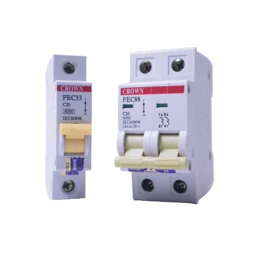 CROWN 1POLE/2POLE (6KA) MCB 6A,10A,16A,20A,40A,50A,63A MINIATURE CIRCUIT BREAKER (SIRIM APPROVE)