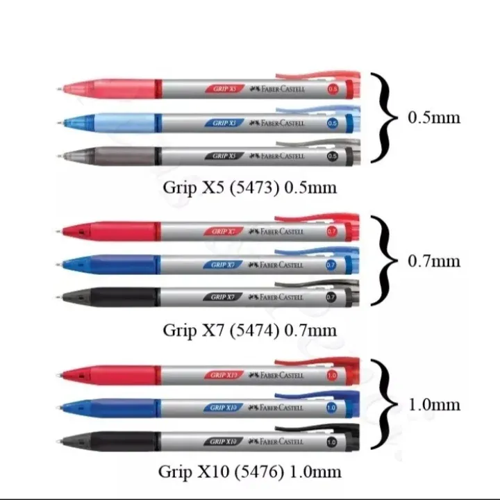 FABER CASTELL GRIP X5, X7 & X10 - Available Color: Blue, Black, Red - 40 pcs/ Bx