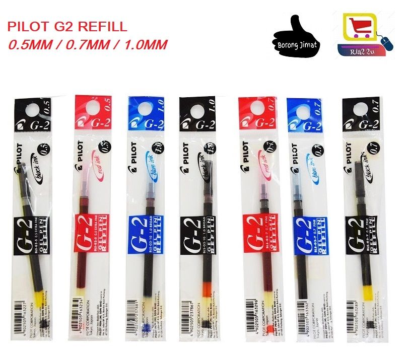 Pilot G2 Refill Gel Pen 0.5mm/ 0.7mm/ 1.0mm RTSB Black/Blue/Red (REFILL)