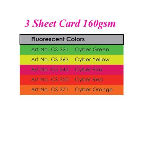 LUCKY STAR 3 SHEET CARD A4 160G 100's-FLUORESCENT COLOURS