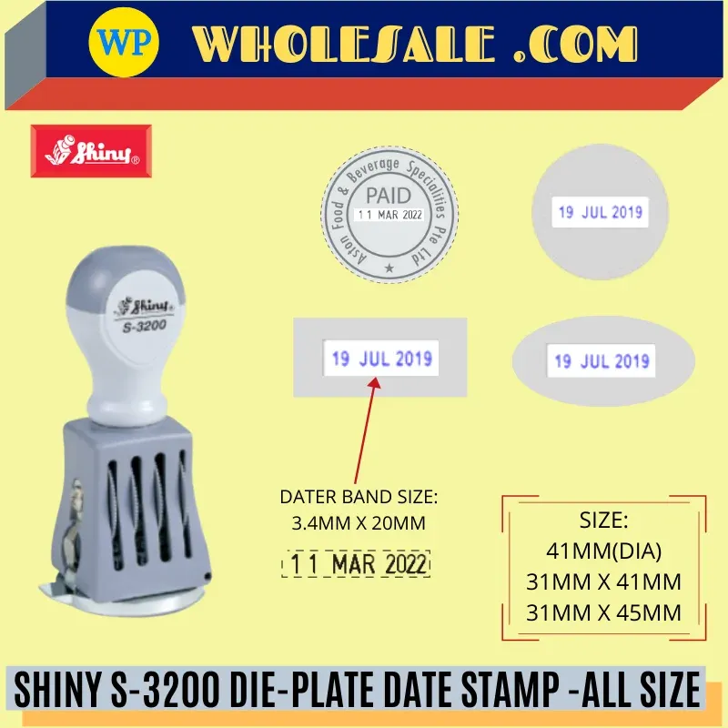 SHINY S-3200 DIE-PLATE DATE STAMP S3200 -ALL SIZE / Shiny / Stamp / Date Stamp / Shiny S-3200