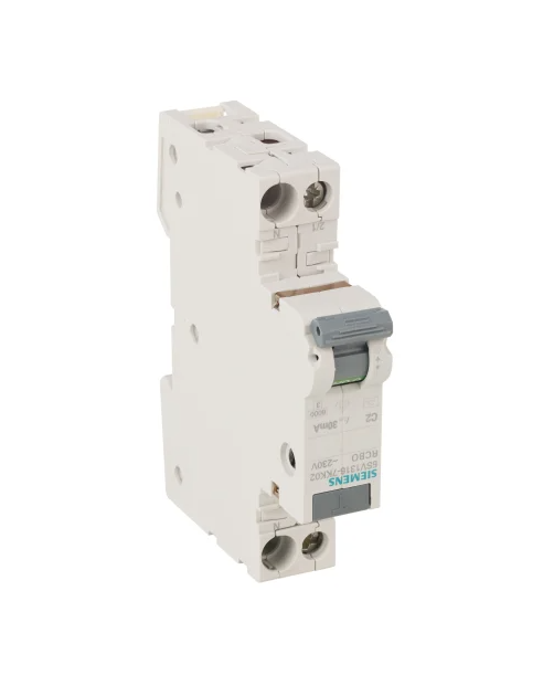 RCBO Siemens RCBO, Current Rating, 2P Poles, 30mA Trip Sensitivity, Type C, SENTRON Range