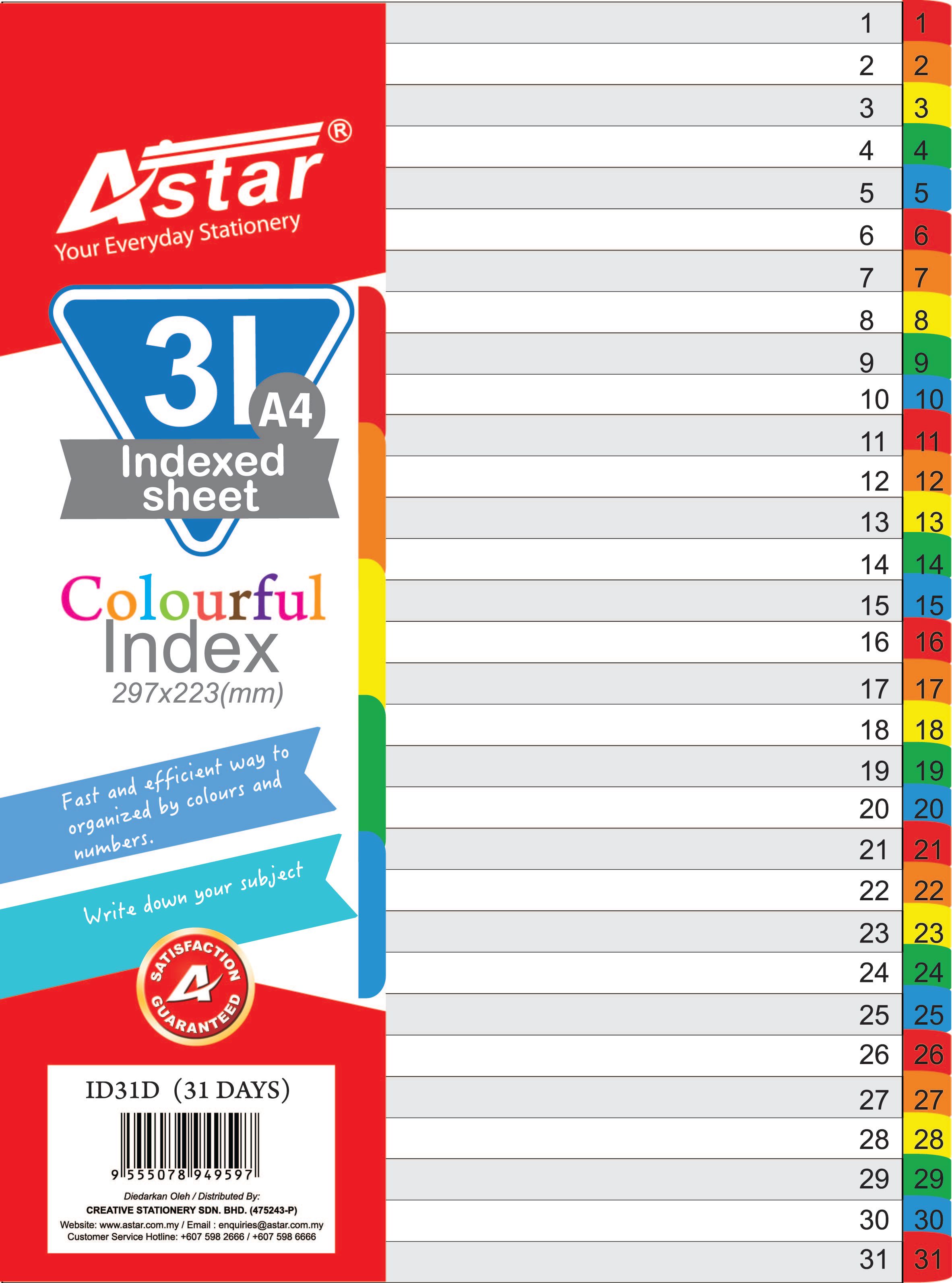 ID31D ASTAR INDEX DIVIDER