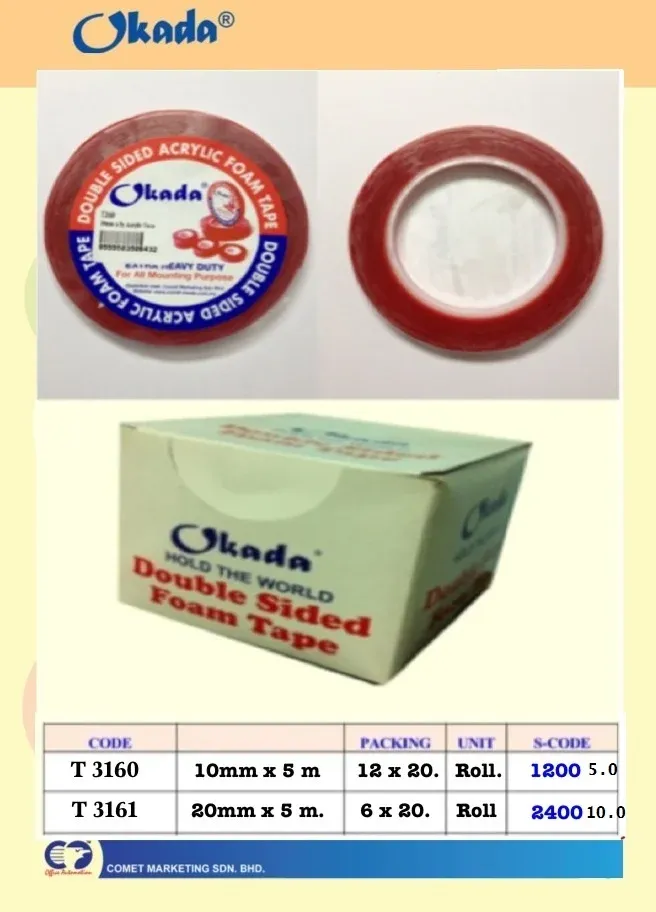 OKADA Double Side Acrylic Foam Tape 10mm x 5m