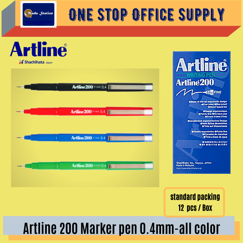 ARTLINE 200 / WRITING PEN / FINE POINT / 0.4MM / EK-200 / PEN / ALL COLOUR /