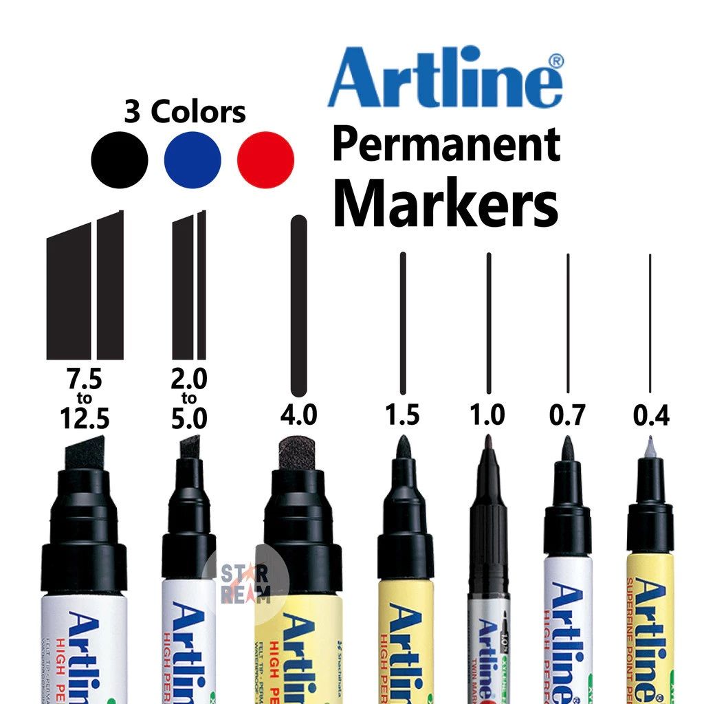 Artline Fast Dry Permanent Marker 70/90/100/110/700/725/250 Multipurpose Pen