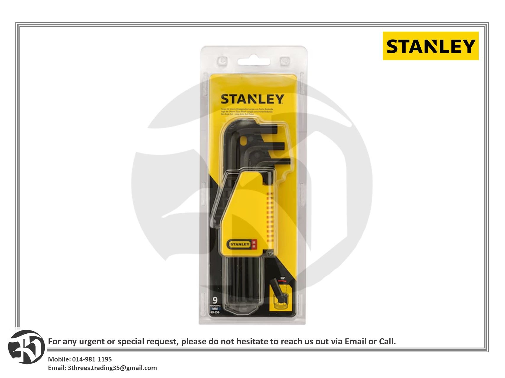 Stanley 69-256 Long Arm Ball Tips Hex Key Set 9pcs