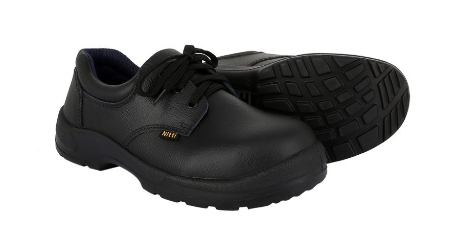 SYK Nitti Safety Shoe 21281 Low Cut Genuine Leather Black Footwear Safety Boot Kasut Safety Kasut Kerja Lelaki Hitam