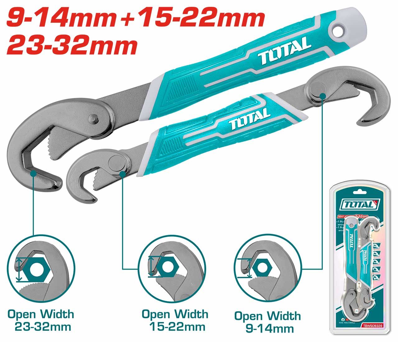 TOTAL TBWS09328 2 Pcs Bent Wrench
